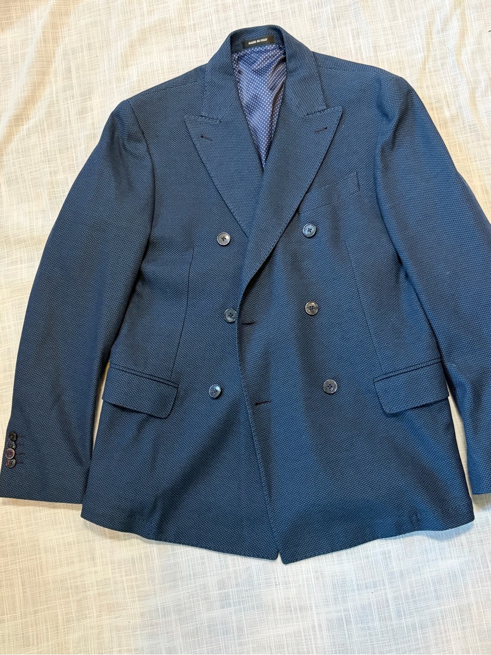 Saks fifth Avenue made in Italy Men's Double-Breasted Navy Textured Blazer 38s